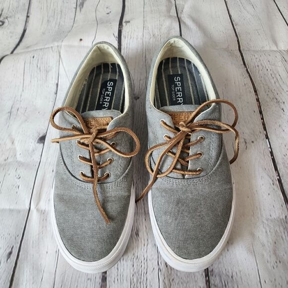 Sperry Men’s Striper II CVO Canvas Sneakers Size 8 1/2 Gray - Picture 1 of 9